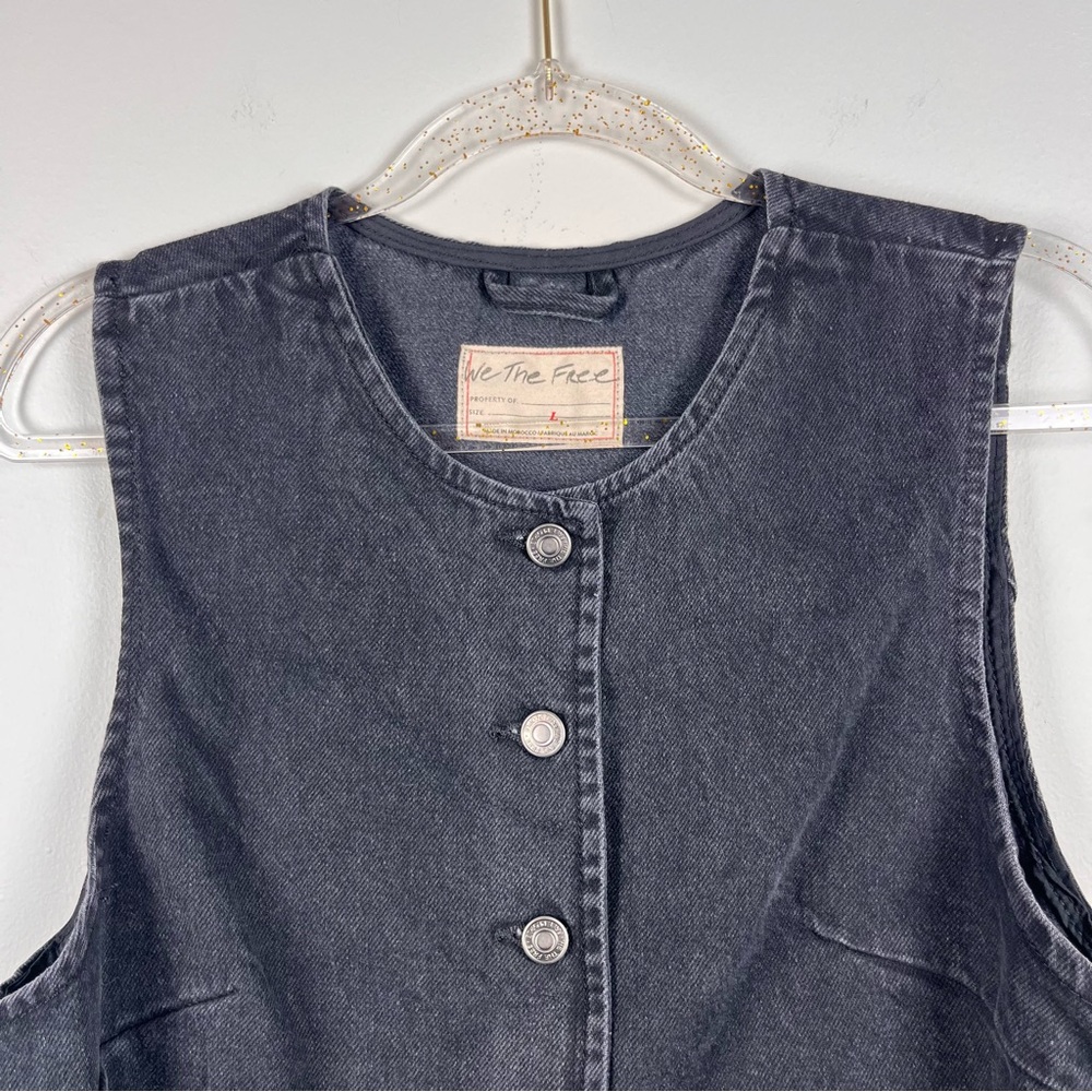 Sleeveless Black Denim Jacket - Picture 3 of 11